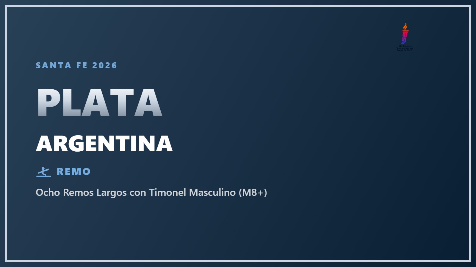 Argentina, medalla de plata en Ocho Remos Largos con Timonel Masculino (M8+) en Santa Fe 2026