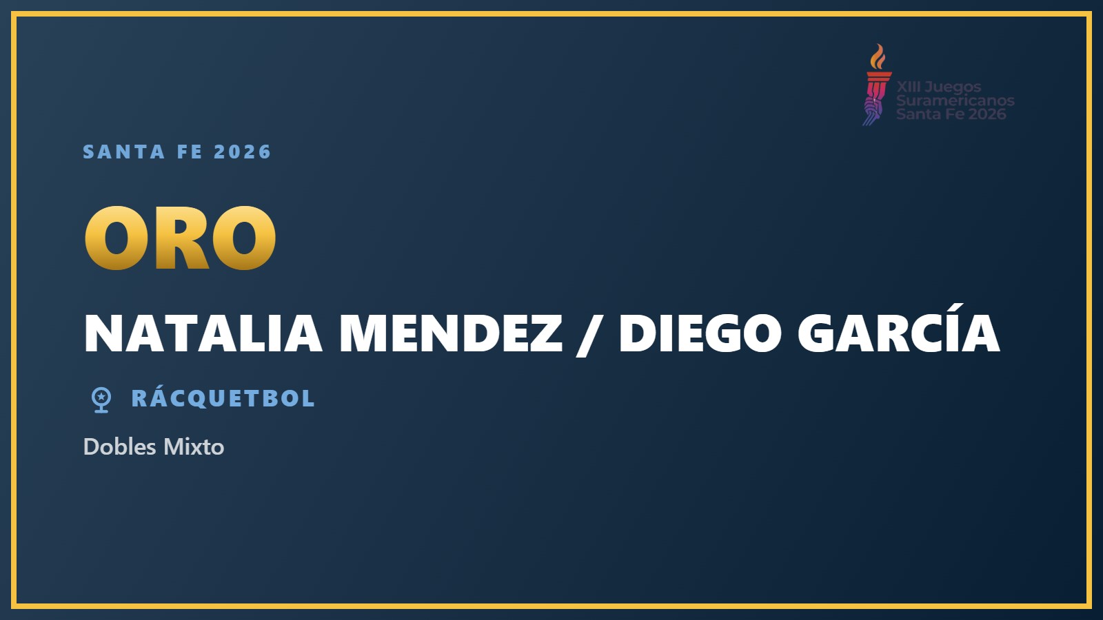 Oro para el equipo argentino de rácquetbol (Dobles Mixto) en Santa Fe 2026