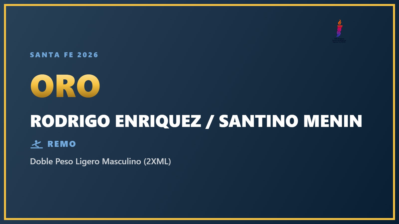 Oro para el equipo argentino de remo (Doble Peso Ligero Masculino (2XML)) en Santa Fe 2026