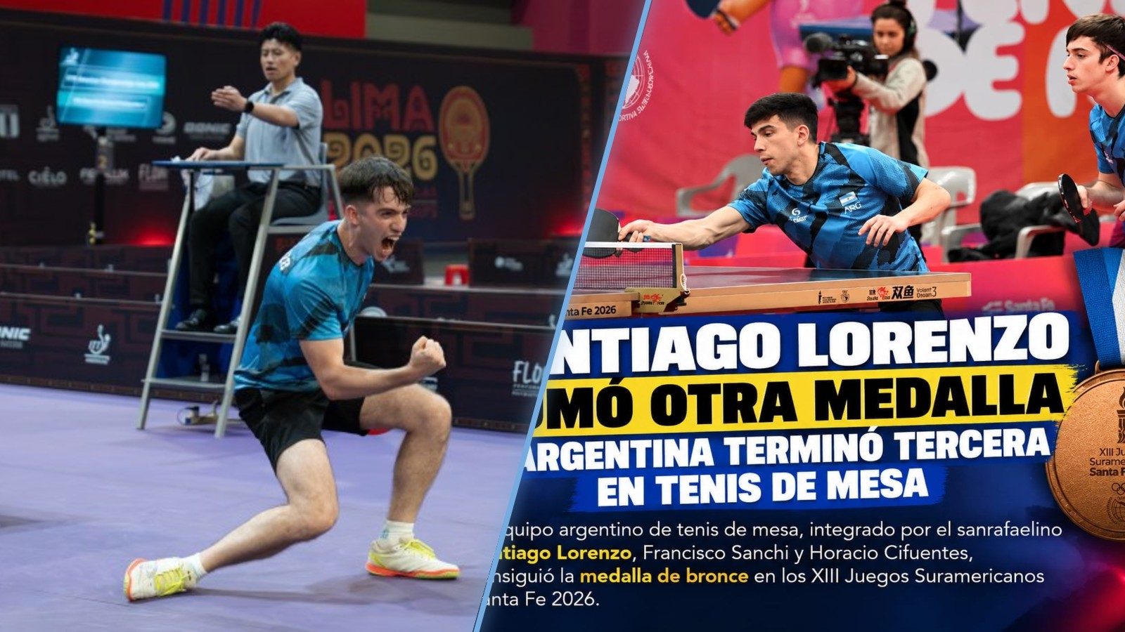 Argentinos se lucieron en Lima: oro y bronce en tenis de mesa