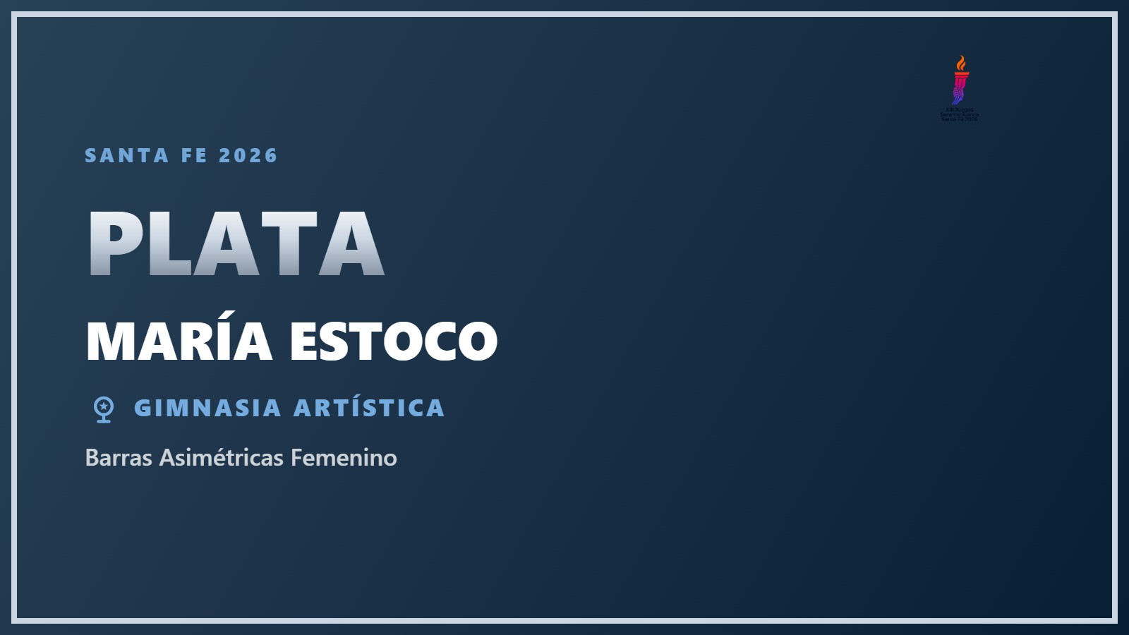 María Estoco, medalla de plata en Barras Asimétricas Femenino en Santa Fe 2026