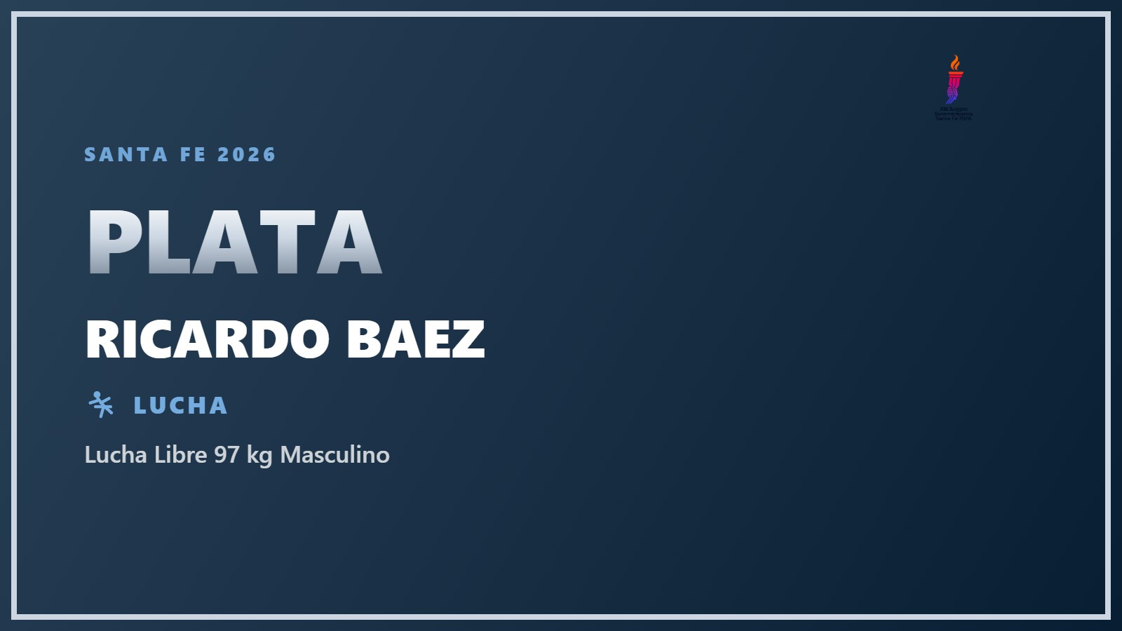 Ricardo Baez, medalla de plata en Lucha Libre 97 kg Masculino en Santa Fe 2026