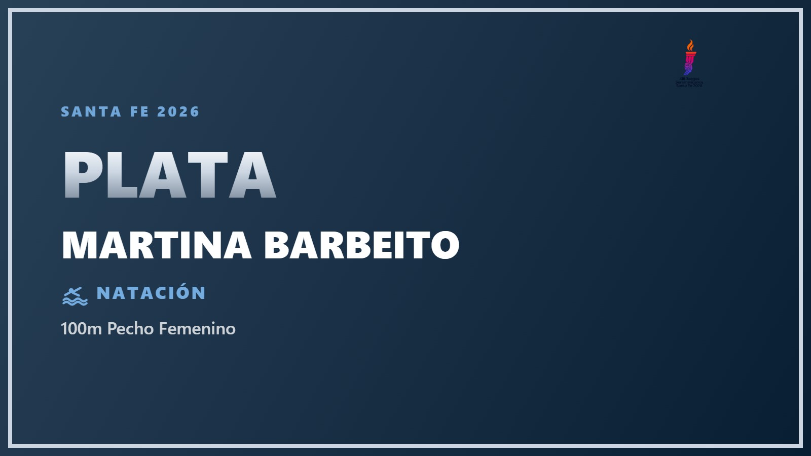 Martina Barbeito, medalla de plata en 100m Pecho Femenino en Santa Fe 2026