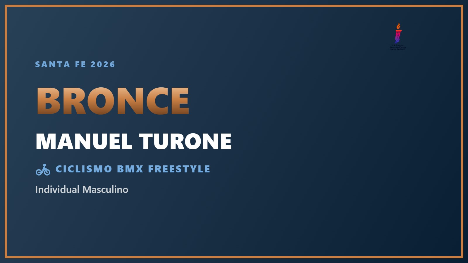 Manuel Turone, medalla de bronce en Individual Masculino en Santa Fe 2026