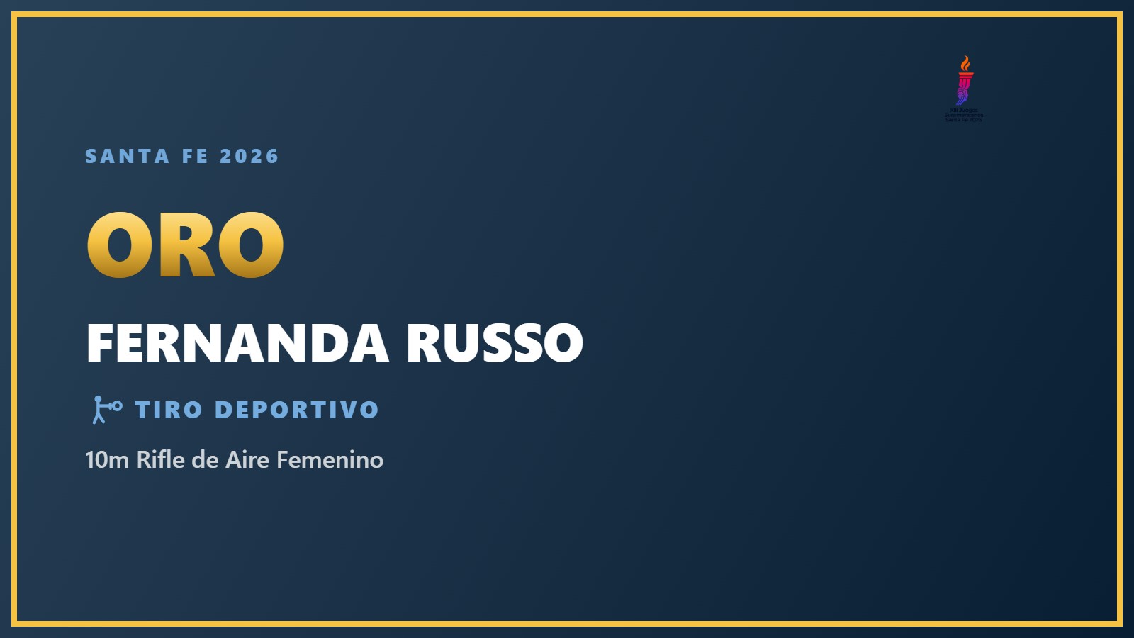 Fernanda Russo, medalla de oro en 10m Rifle de Aire Femenino en Santa Fe 2026