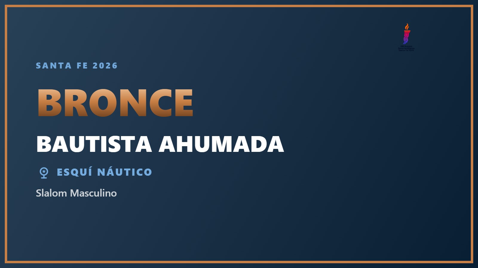 Bautista Ahumada, medalla de bronce en Slalom Masculino en Santa Fe 2026