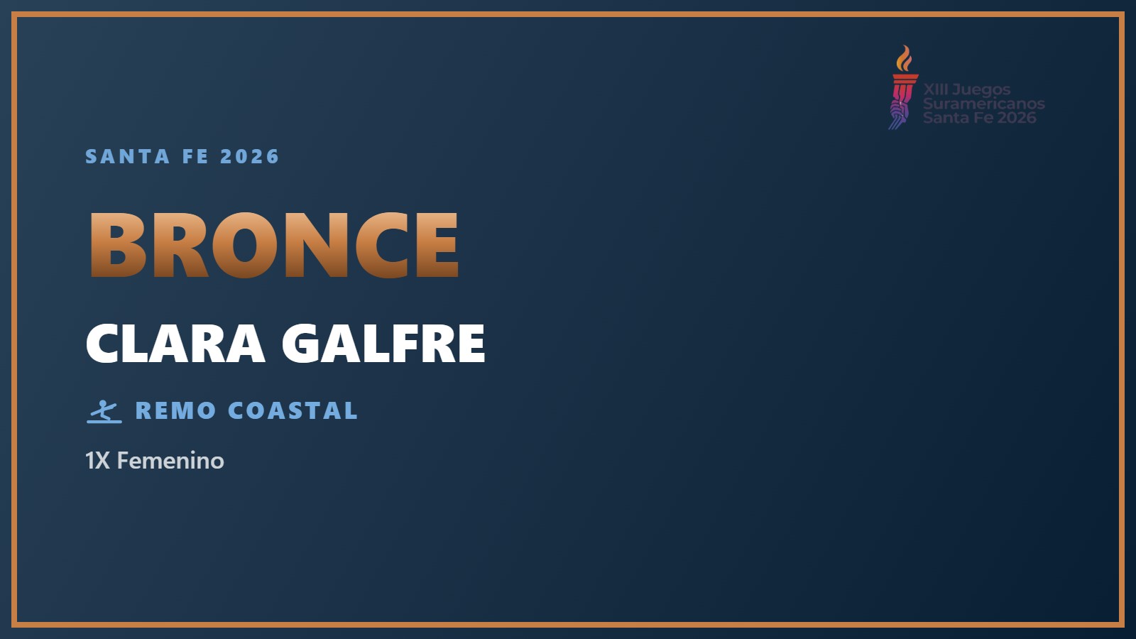 Clara Galfre, medalla de bronce en 1X Femenino en Santa Fe 2026